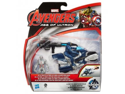 2 figurines avengers : age of ultron - l'ultime ultron vs et iron man leader + moto - Hasbro - b2478