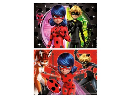 2 puzzles miraculous : ladybug, chat noir et rena rouge 2 x 48 pieces - dessin anim - Educa - 19968