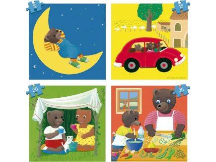 4 puzzles progressifs Petit Ours Brun : En famille 12 / 16 / 20 / 25 pieces - Educa - 19884