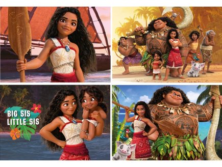 4 puzzles progressifs Vaiana 2 Disney : Famille & Amis 50 / 80 / 100 / 150 pieces - Educa - 20104