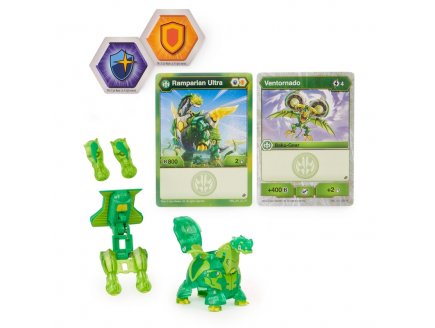 Bakugan ultra armored alliance : ramparian + baku-gear avec carte - boule transparente verte - saison 2 - Spin master 20124762