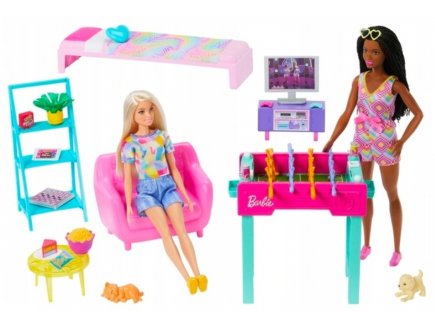 Barbie Le Grand S�jour + La chambre � Couch� + 22 accessoires + 2 poup�es mannequins - Mattel - HYT64