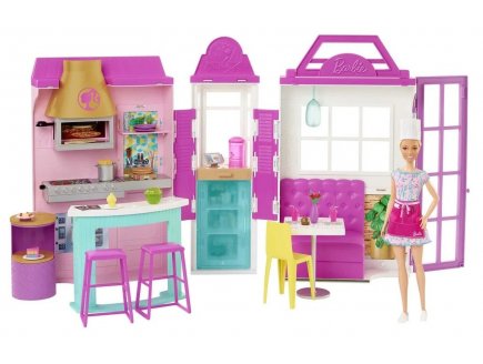 Barbie le restaurant de barbie + 25 accessoires + 1 poupee mannequin - Mattel - hbb91