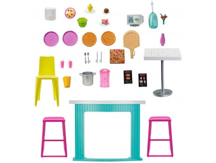 Barbie le restaurant de barbie + 25 accessoires + 1 poupee mannequin - Mattel - hbb91