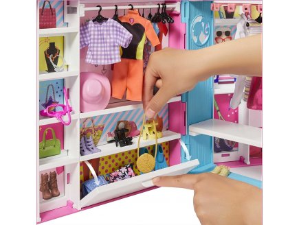 Barbie maison : le dressing transportable + 25 accessoires - habits - vetement - 1 poupee mannequin - Mattel - gbk10