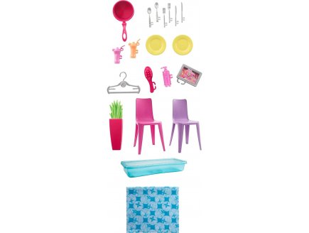 Barbie Maison transportable avec Piscine + 20 accessoires + 1 poupe mannequin - Mattel - FXG55