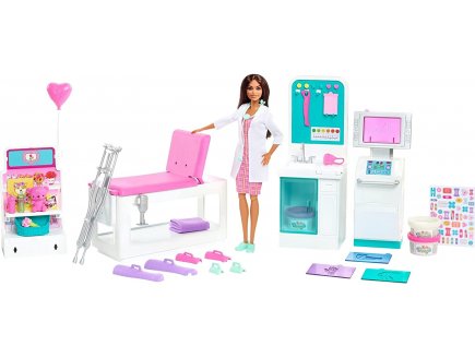 Barbie metier : clinique avec docteur + 30 accessoires - hopital - poupee mannequin - Mattel - gtn61