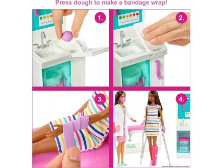 Barbie metier : clinique avec docteur + 30 accessoires - hopital - poupee mannequin - Mattel - gtn61