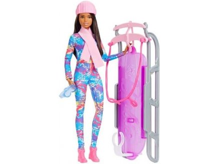 Barbie sport d'hiver : barbie et sa luge + 1 accessoires - poupee mannequin - Mattel - hgm74