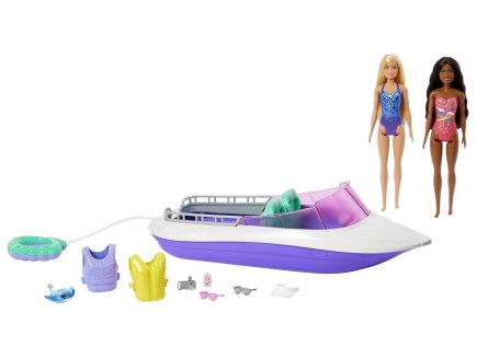 Bateau hors bord de reve + poupees barbie mermaid power - Mattel - hhg60