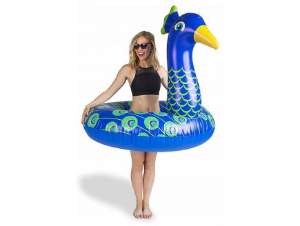 Bouee gonflable geante xxl paon bleu adulte - bouee animal piscine - Big mouth