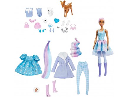 Calendrier de l'avent Barbie Color Reveal : 1 poupe + 3 animaux + tenues + accessoires - Mattel - HJD60