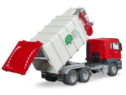 CAMION POUBELLE AVEC CHARGEMENT LATERAL MAN TGS - BRUDER - 03761 - RECYCLAGE