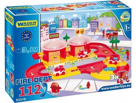 Caserne des pompiers avec circuit et voitures - Wader - 53310