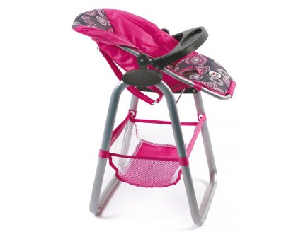 Chaise haute de poupee rose imprime - Bayer chic 2000 - 65587 - accessoire poupon