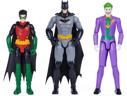 Coffret 3 figurines batman 30 cm : batman - robin - le Joker - spin master