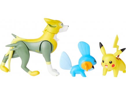 Coffret 3 pokemon battle figure pikachu - gobou - fulgudog pokemon - figurine action - Bandai