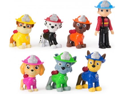 Coffret 7 figurines Pat Patrouille Fire Rescue : Ryder Marcus Chase Stella Ruben Zuma Rocky - Spin master 20151962