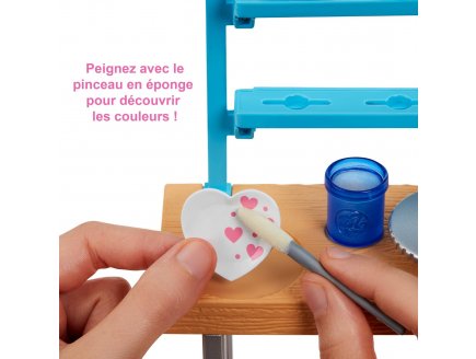Coffret Barbie et l'atelier de peinture avec poupe Barbie + Accessoires - 26 pices - Poupe mannequin - Mattel - HCM85