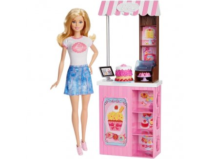 Coffret barbie patisserie - poupee + boutique - Mattel - dmc35