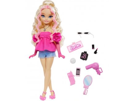 Coffret Barbie Poupée Blonde ondulés Malibu Équipe de Rêve + 11 accessoires - Poupée Mannequin - Mattel - HYC21
