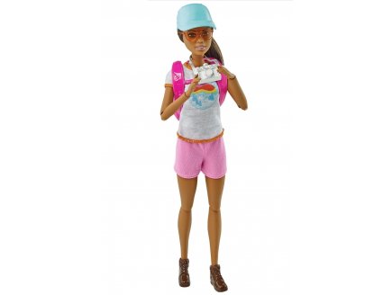 Coffret Barbie Randonn�e avec sac � dos et chien - 10 pi�ces - Poup�e mannequin vacance et loisir - Mattel HNC39