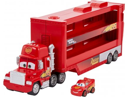 Coffret cars : camion transporteur mack 28 cm + voiture flash mcqueen - vehicule - Mattel - gnw34