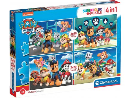 Coffret de 4 puzzles enfant Pat Patrouillle chien en mission  2 x 20 pi�ce et 2 x 60 pi�ces - Clementoni - 24801
