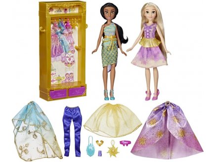 Coffret jasmine + raiponce + dressing + 22 accessoires - poupee mannequin disney princesse collection - Hasbro f5066