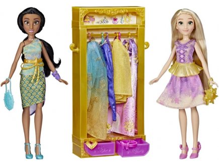 Coffret jasmine + raiponce + dressing + 22 accessoires - poupee mannequin disney princesse collection - Hasbro f5066