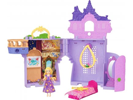 Coffret le chateau : Tour de de Raiponce 28 cm transformable + 1 figurine + Accessoires - Mattel - JDP61