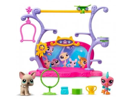 Coffret Littlest Petshop de jeu Pets Got Talent avec 2 figurines animaux : Frenchie et Bird - Accessoires - Bandai