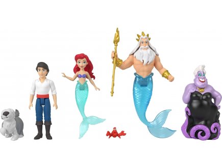 Coffret livre d'histoire Ariel avec 6 figurines : Ariel - Prince Eric - Max - Roi Triton - Ursula Et Crabe Sébastien - Poupée Disney Princesse
