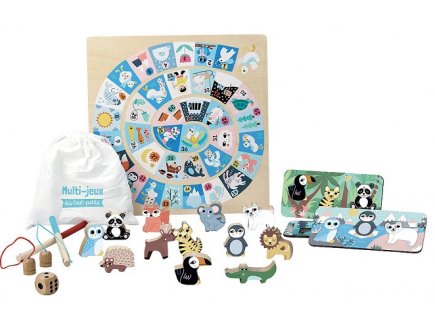 Coffret multi-jeux des tout petits iceland - plateau, pions, accessoires en bois - Vilac - 8566