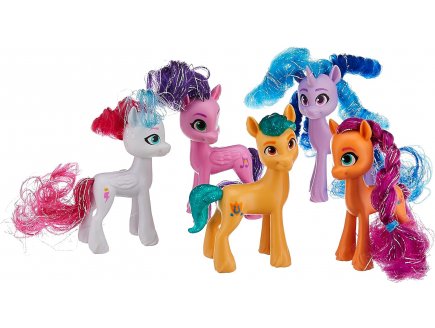 Coffret my little pony 5 poneys 8 cm : princess petals - hitch traiblazer - zipp storm - sunny starscout - Mon petit poney - hasbro