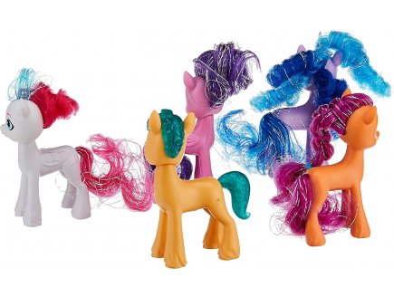 Coffret my little pony 5 poneys 8 cm : princess petals - hitch traiblazer - zipp storm - sunny starscout - Mon petit poney - hasbro