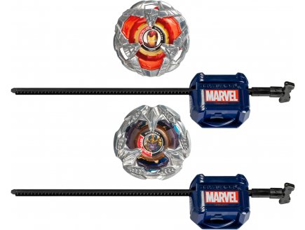 Coffret Pack 2 Toupies Beyblade X Iron Man 4-80B et Thanos 4-60P - Type endurance et �quilibre - Pack Toupie et lanceur - Hasbro G0287