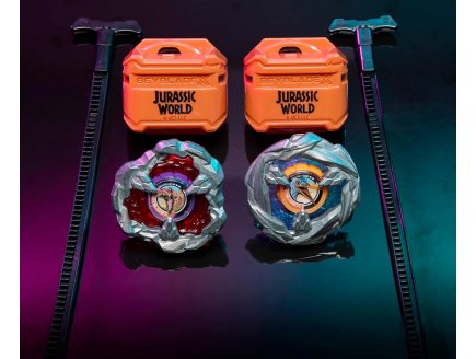 Coffret Pack 2 Toupies Beyblade X Jurassic World : Spinosaurus Contre Quetzalcoatlus - Type attaque et défense - Pack Toupie et lanceur - Hasbro G1899