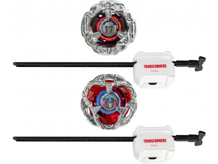 Coffret Pack 2 Toupies Beyblade X Transformers : Optimus Prime 4-60P et Megatron 4-80B - Type endurance et équilibre - Pack Toupie et lanceur - Hasbro G0353