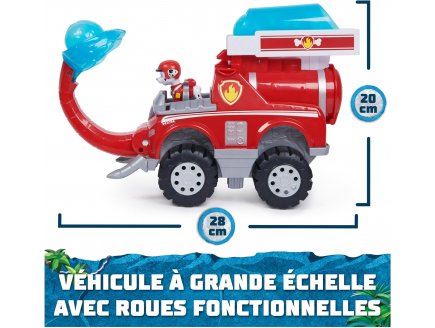 Coffret pat patrouille jungle pups deluxe : marcus et camion pompier - vehicule transformable - figurine chien - paw patrol - Spin master