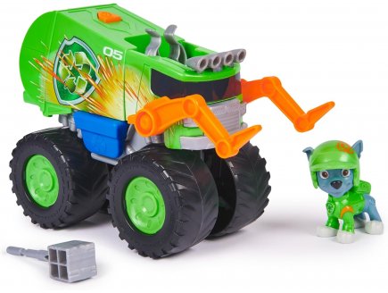 Coffret pat patrouille rescue wheels : tout terrain de recyclage + rocky - vehicule transformable - figurine chien - paw patrol - Spin master