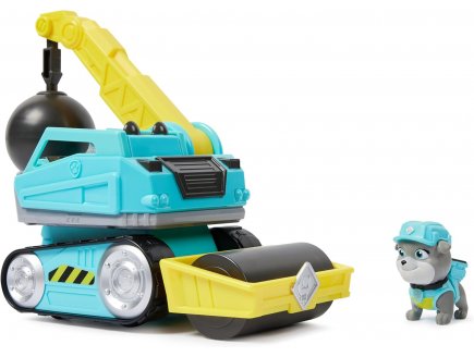 Coffret pat patrouille ruben & cie : camion grue et rouleau compacteur + molly - vehicule de luxe - figurine chien - paw patrol - Spin master