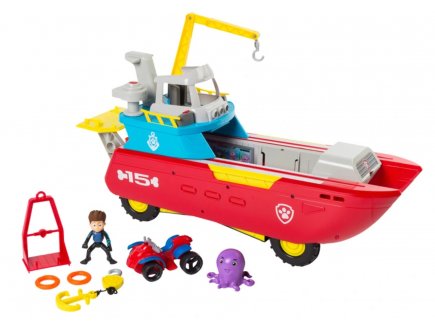 Coffret Pat Patrouille Sea Patroller XXL : Bateau 60 Cm avec son et lumière + Ryder + Quad + Pieuvre - Version géante - Spin Master 20088599