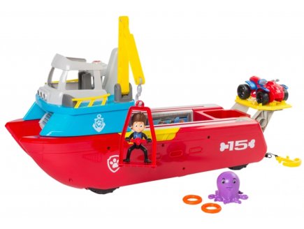 Coffret Pat Patrouille Sea Patroller XXL : Bateau 60 Cm avec son et lumière + Ryder + Quad + Pieuvre - Version géante - Spin Master 20088599