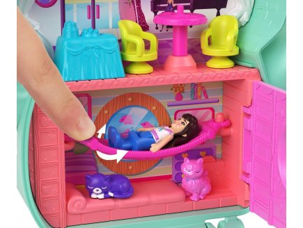 Coffret Polly Pocket Chaton : Croisi�re du chaton + 1 figurine + 2 Animaux + 10 accessoires - Mattel - JCR37 - Poup�e