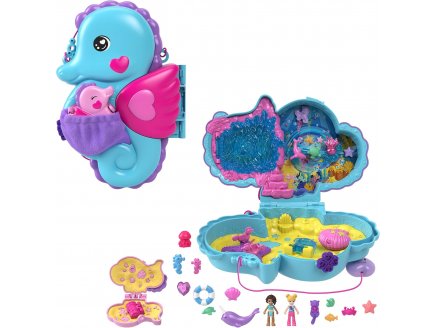 Coffret Polly Pocket sac surprise Hyppocampe + 2 figurines + 13 accessoires - poupe - Mattel - HWP03