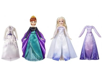 Coffret poup?e reine des neiges ii - anna et elsa tenues royales : 2 poup?es - 4 tenues - disney frozen - Hasbro - f2063
