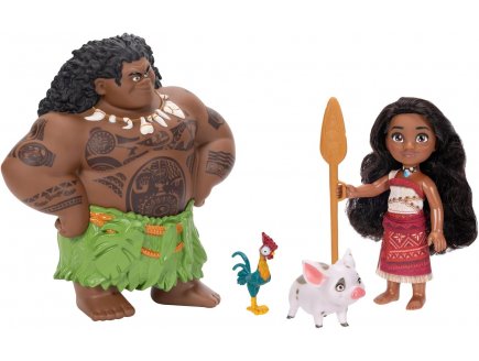 Coffret Poupée Vaiana 2 : Poupée Vaiana Maui Cochon Pua et poulet Heihei + 1 accessoire - Poupée Mannequin - Disney Princesse - Jakks