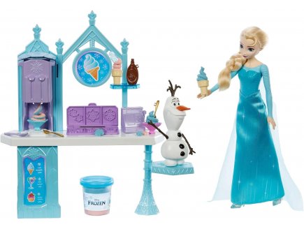 Coffret reine des neiges : stand de gateaux givres + poupee elsa et olaf + 13 accessoires- poupee mannequin frozen - Mattel - hmj48