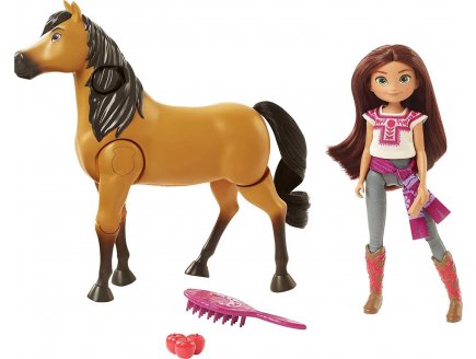 Coffret spirit l'indomptable : cheval spirit qui marche et poupee lucky + accessoires - Mattel